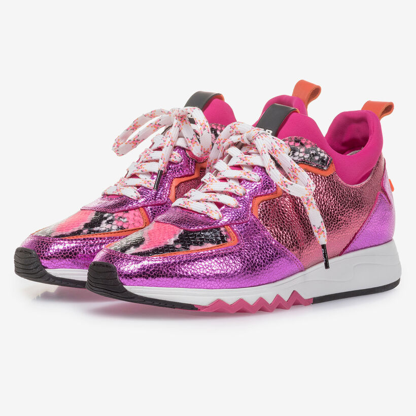 Sneaker met metallicprint roze/rood