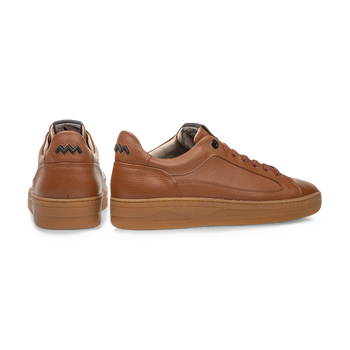 Sneaker geprint leer cognac