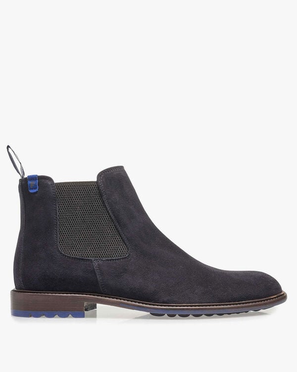 Dark blue suede chelsea boot