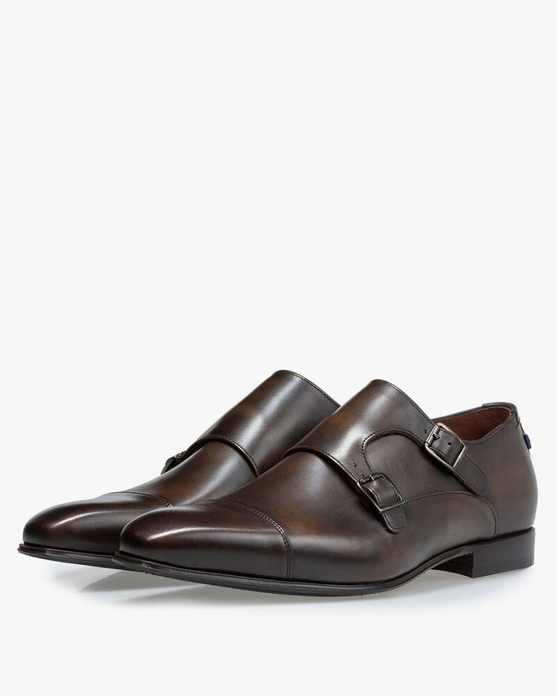 Monk strap calf leather brown