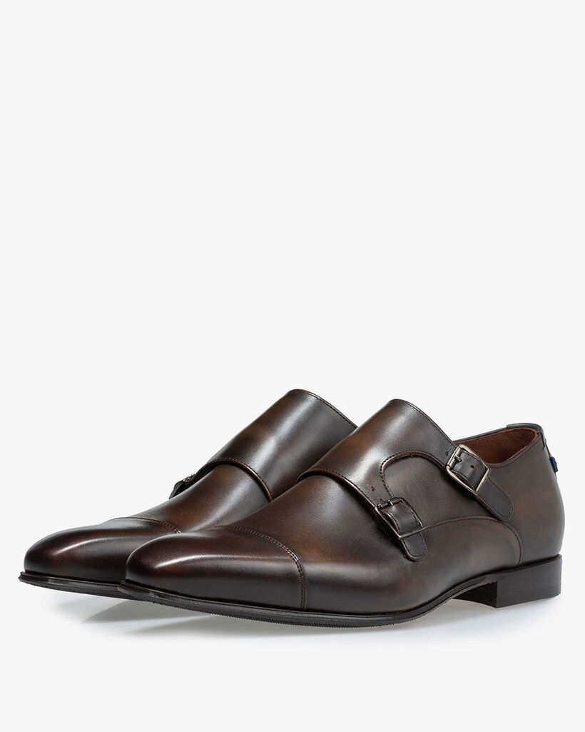 Monk strap calf leather brown