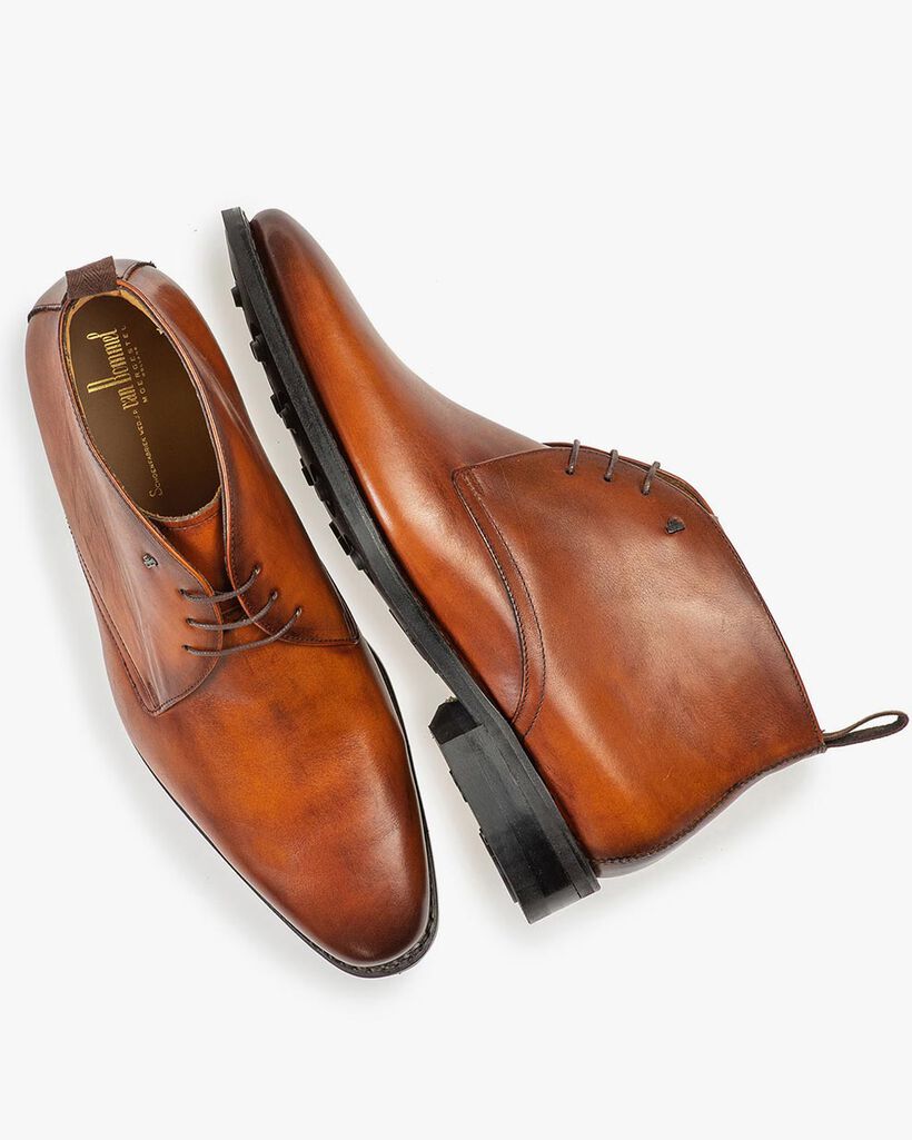 Kalfsleren veterboot donker cognac