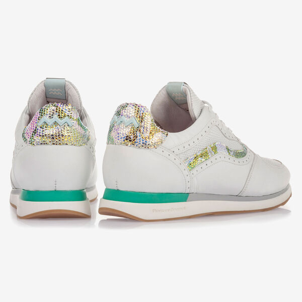 Witte leren sneaker met metallic details