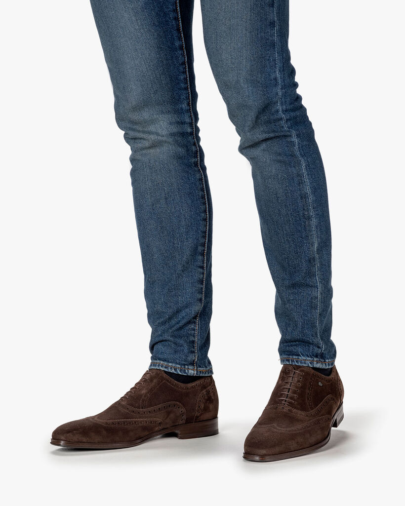 Lace shoe suede dark brown