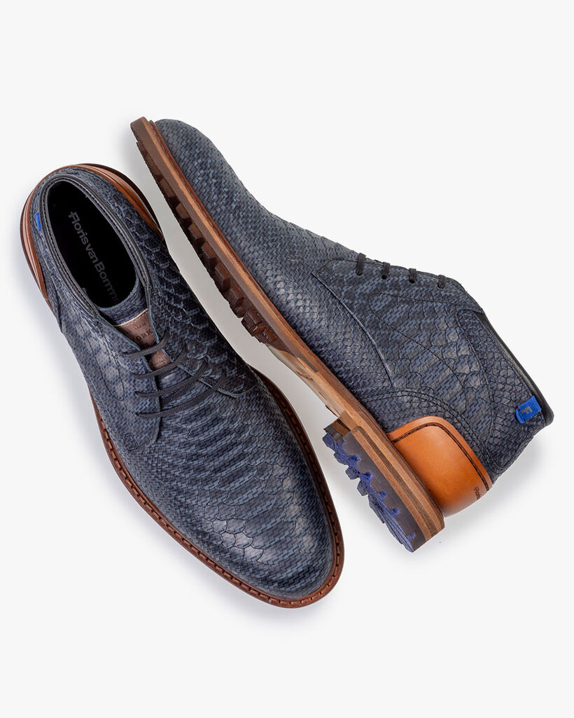 Veterboot nubuckleer blauw