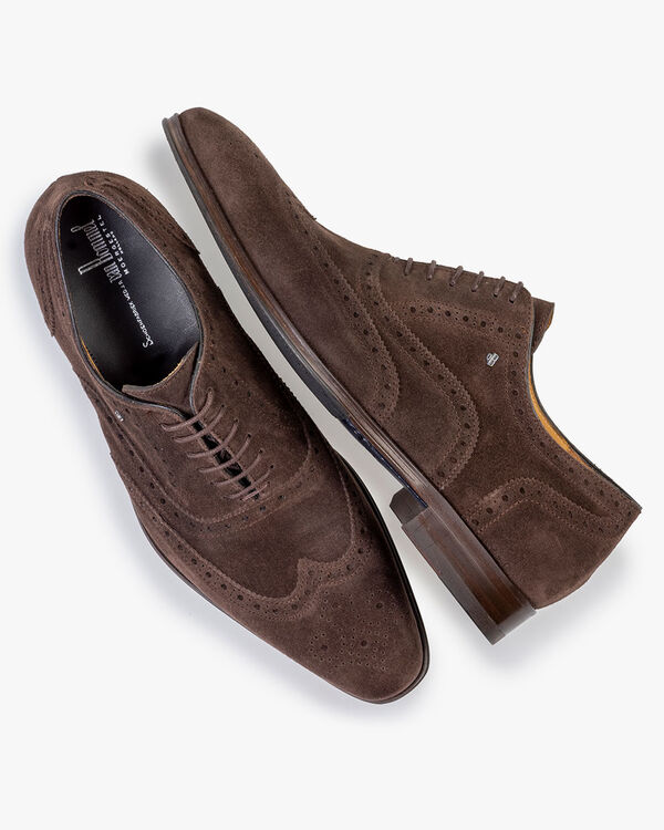Lace shoe suede dark brown
