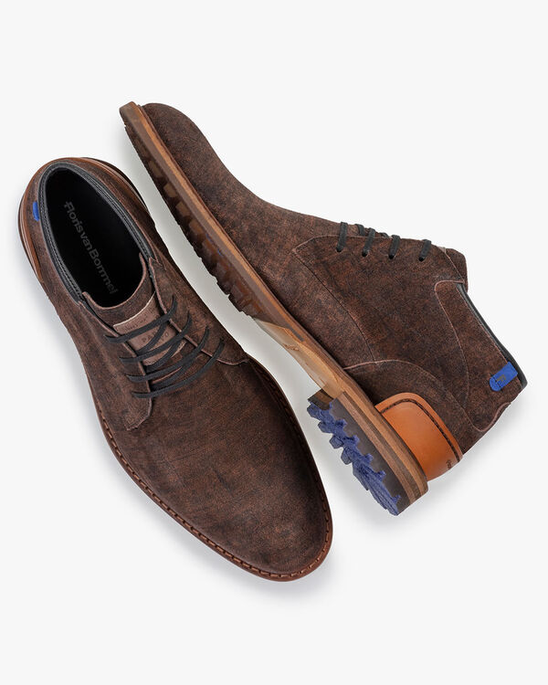Lace boot suede cognac