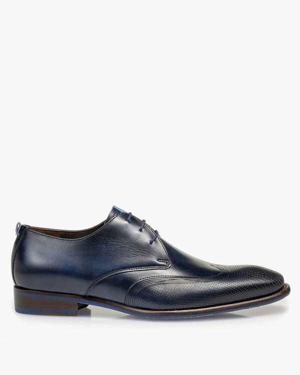 Lace shoe calf leather dark blue