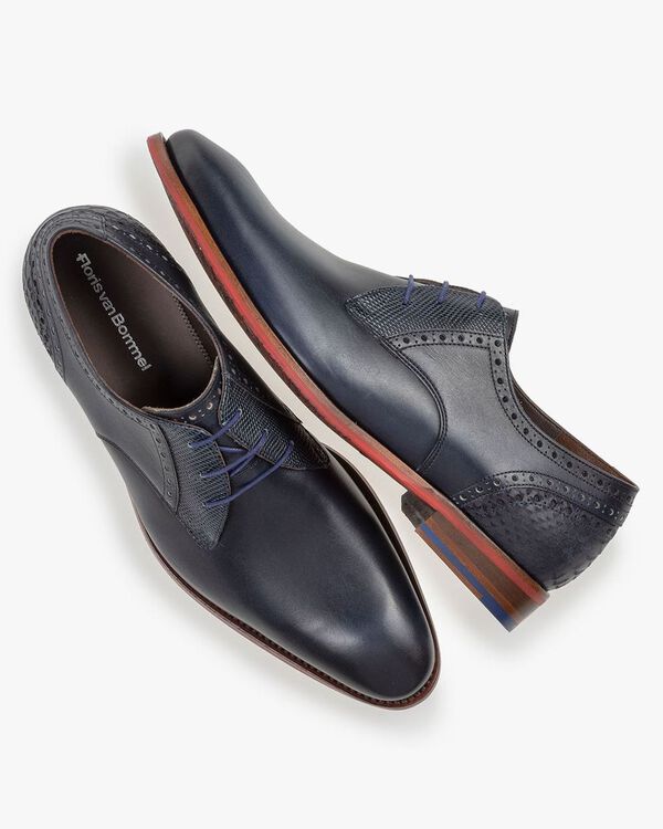 Lace shoe calf leather blue