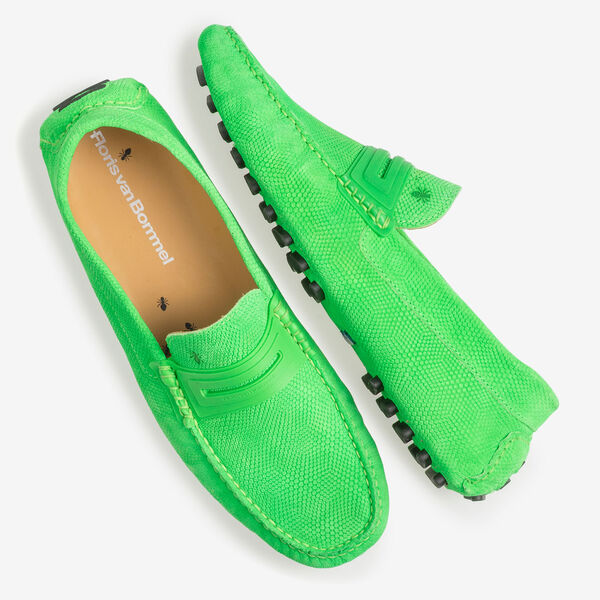 Premium fluorescent green leather moccasin