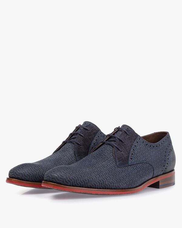 Veterschoen nubuckleer blauw