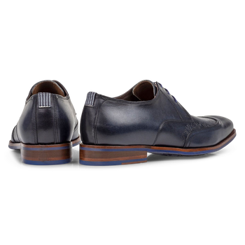 Lace shoe blue calf leather