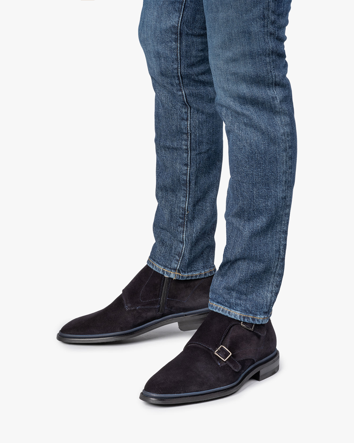 Blue suede monk strap 10672/01 | Floris van Bommel Official®