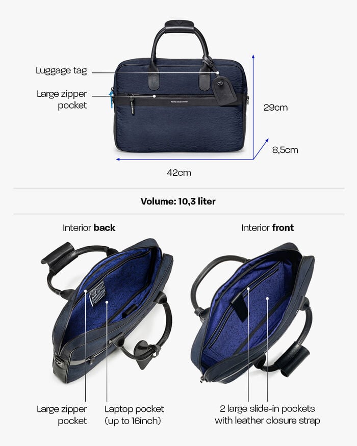 Office sleeve textiel blauw