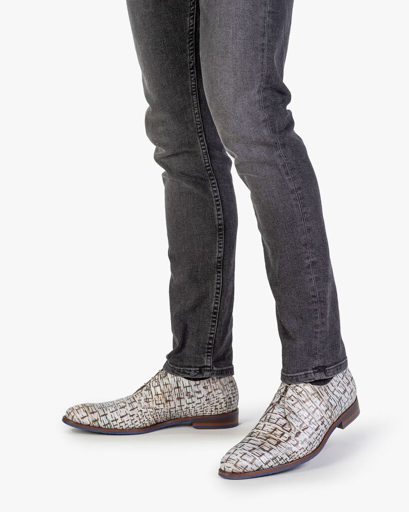 Veterschoen met print off-white