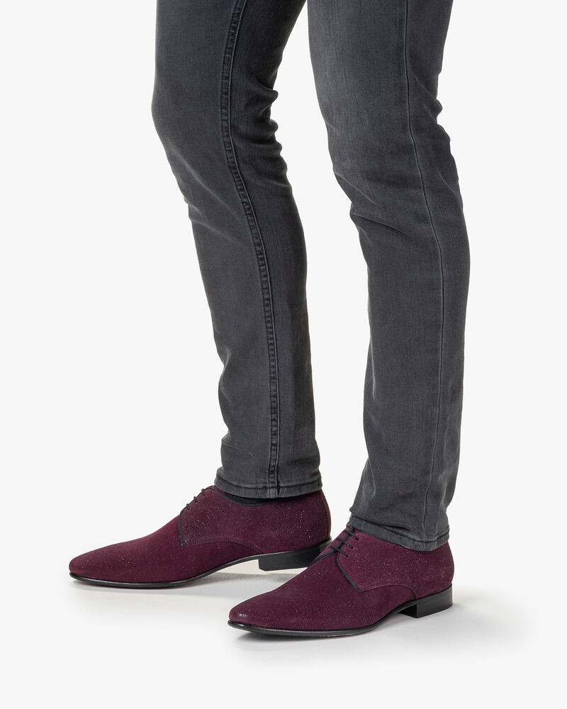 Lace shoe suede bordeaux red