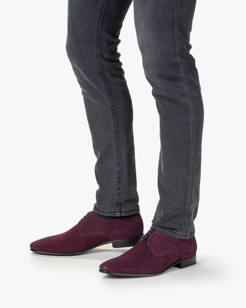Lace shoe suede bordeaux red