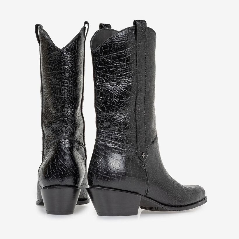 Western boot zwart leer craquel&eacute;