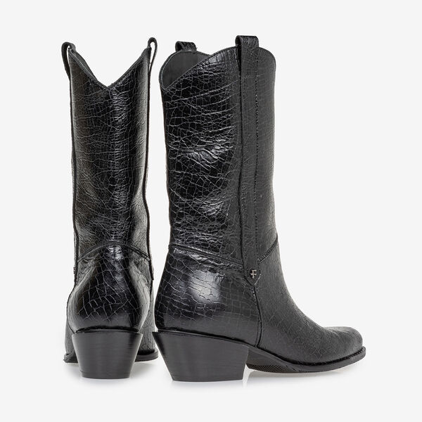 Western boot zwart leer craquel&eacute;