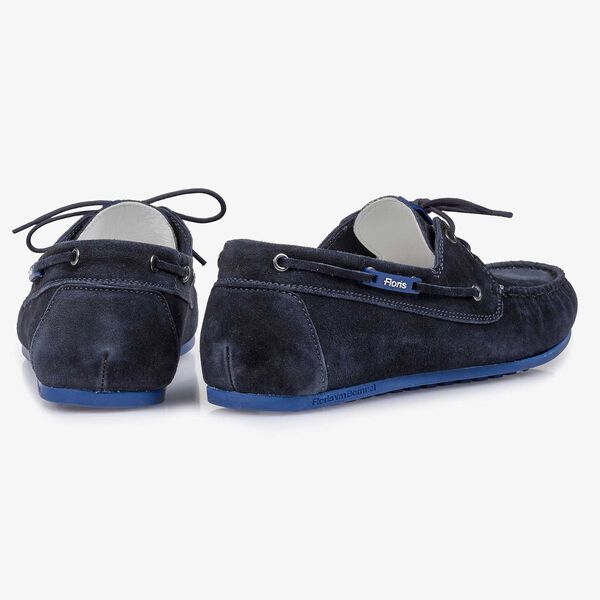Blue slightly buffed suede leather sailing shoe