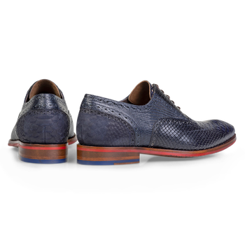 Lace shoe printed leather blue