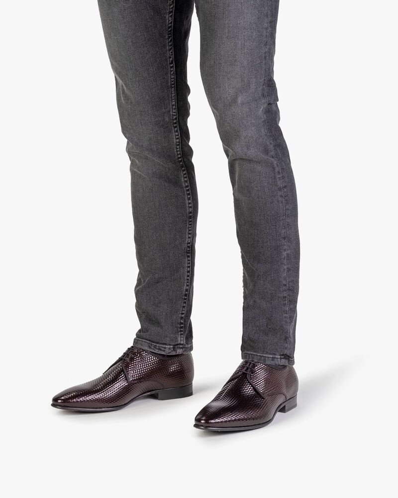 Lace shoe printed leather red