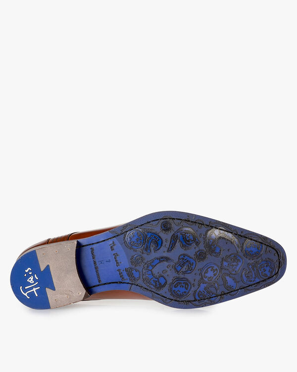 Kalfsleren veterschoen cognac