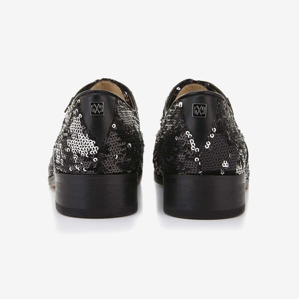 Floris van Bommel black sequined women's lace-up shoe