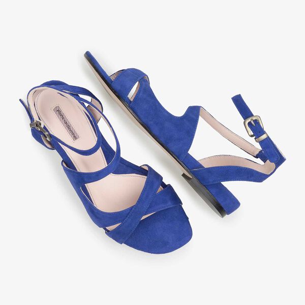 Kobaltblauwe suède sandaal