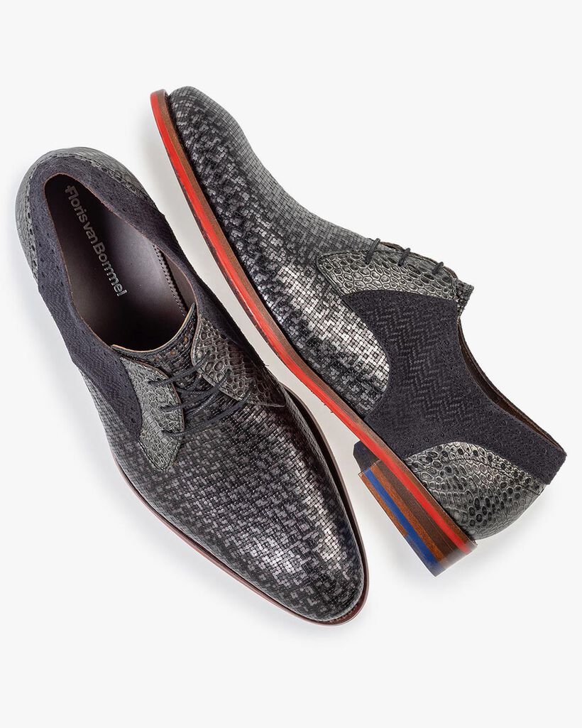 Veterschoen grijs metallic