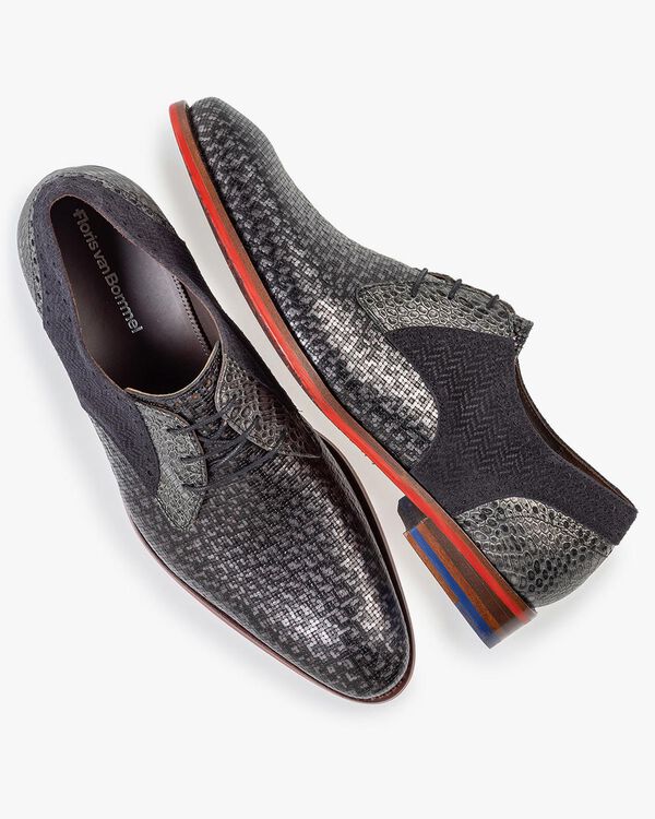 Veterschoen grijs metallic