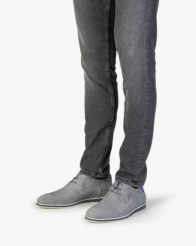 Lace shoe off-white suede leather