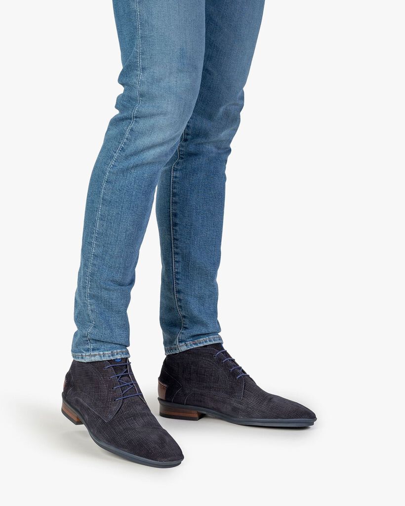 Boot geprint su&egrave;de blauw