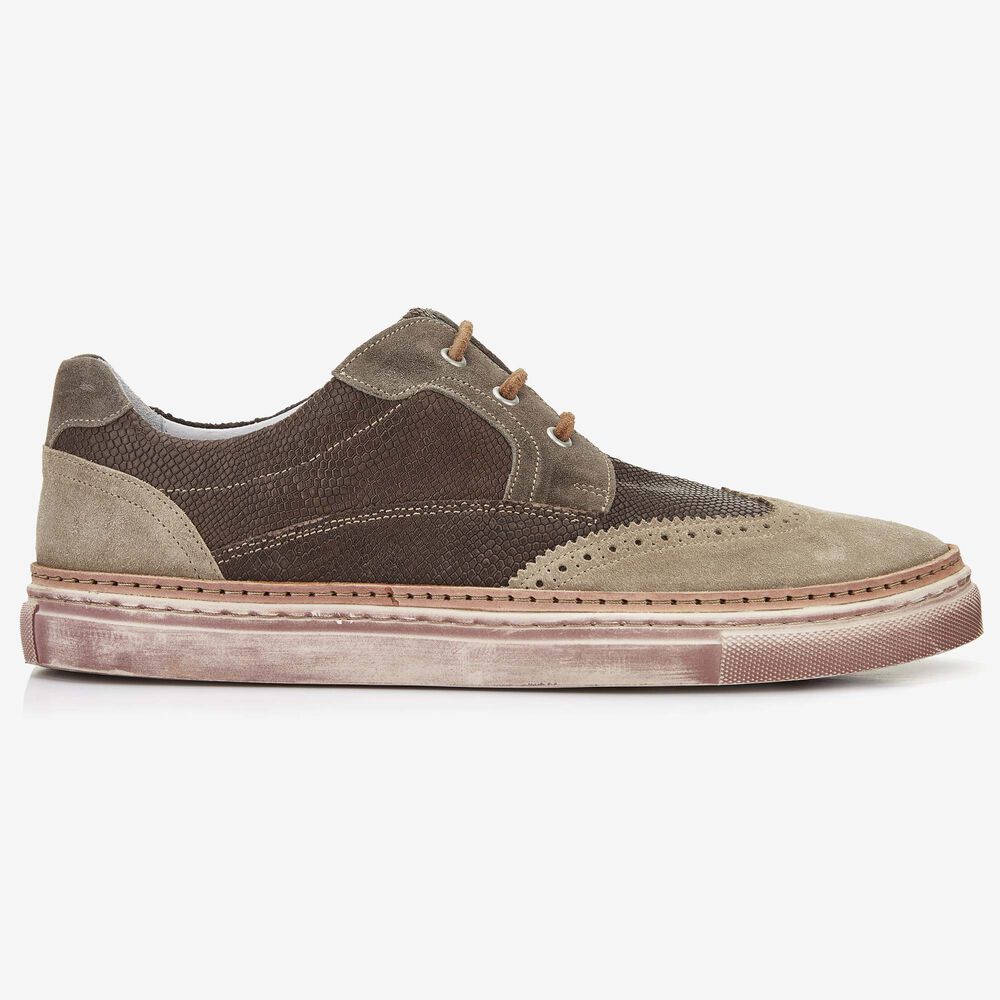 Floris van Bommel bruine snakeprint heren sneaker