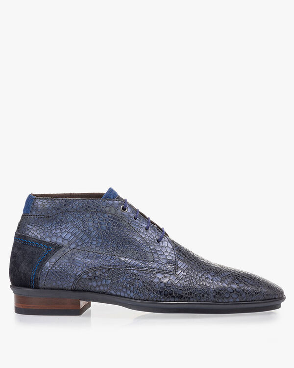 Lace boot with print blue