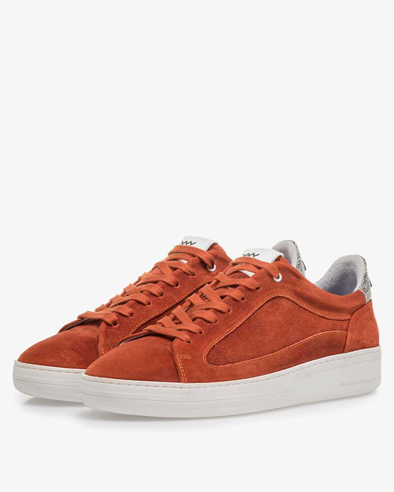 Oranje/rode su&egrave;de sneaker