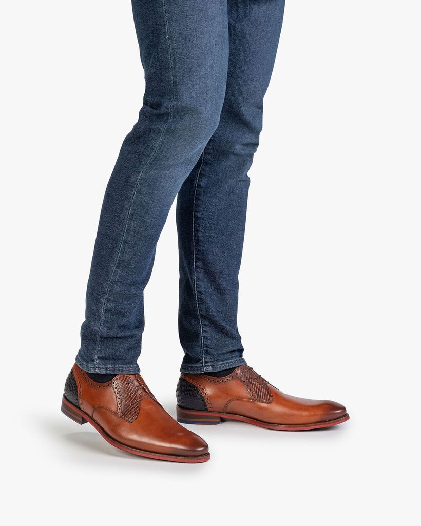 Veterschoen kalfsleer cognac
