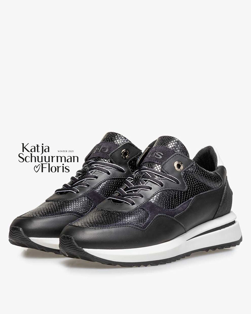 Sneaker reptielenprint zwart