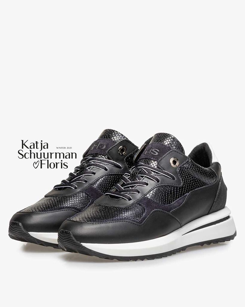 Sneaker reptielenprint zwart
