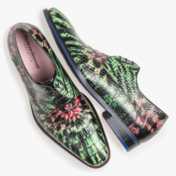 Premium green and pink leather lace shoe