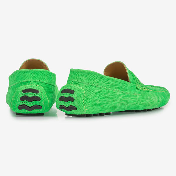Premium fluorescent green leather moccasin