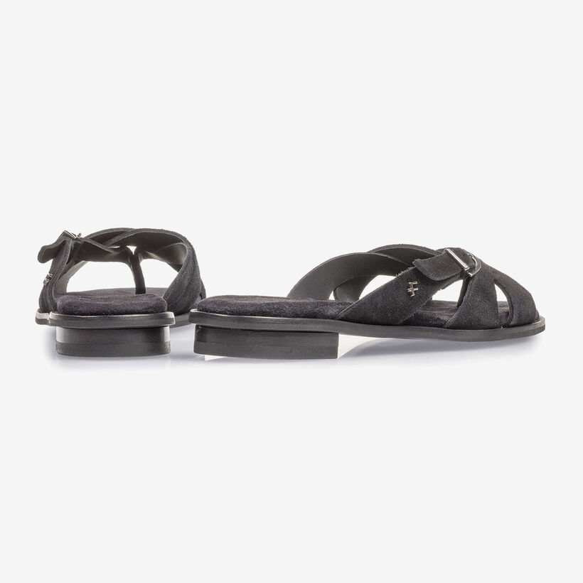 Black suede leather slipper