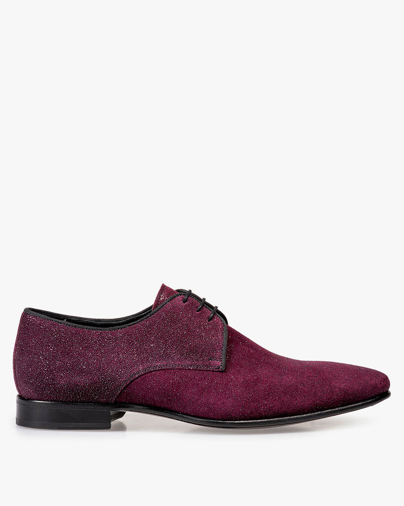 Lace shoe suede bordeaux red