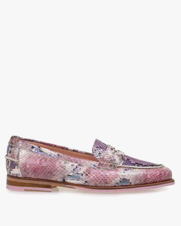 Loafer geprint leer roze