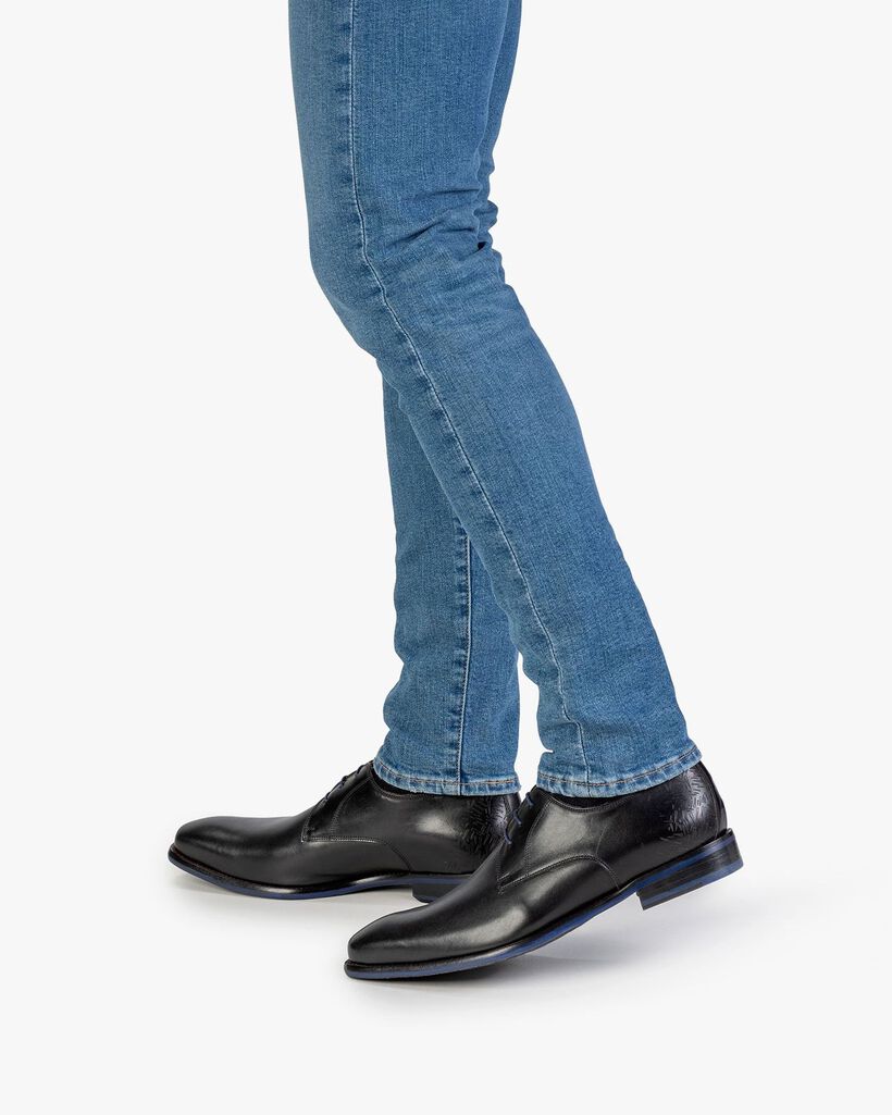 Veterschoen kalfsleer zwart