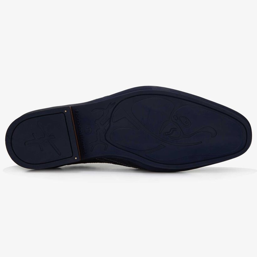 Floris van Bommel donkerblauwe crocoprint heren veterschoen