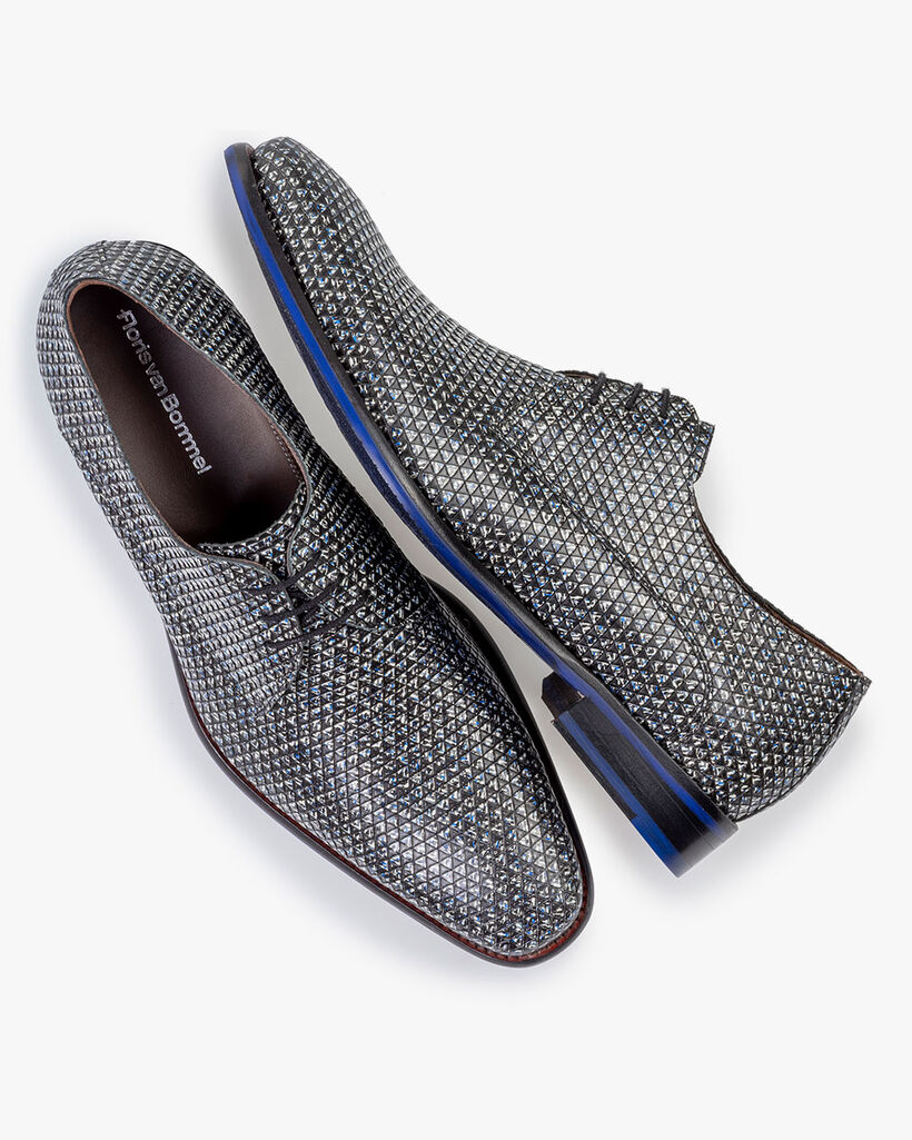 Lace shoe printed leather black/white