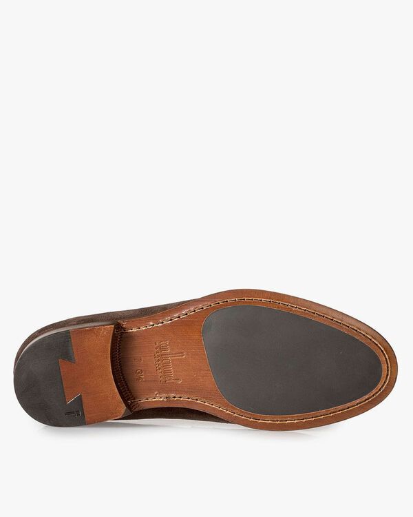 Dark brown suede leather loafer