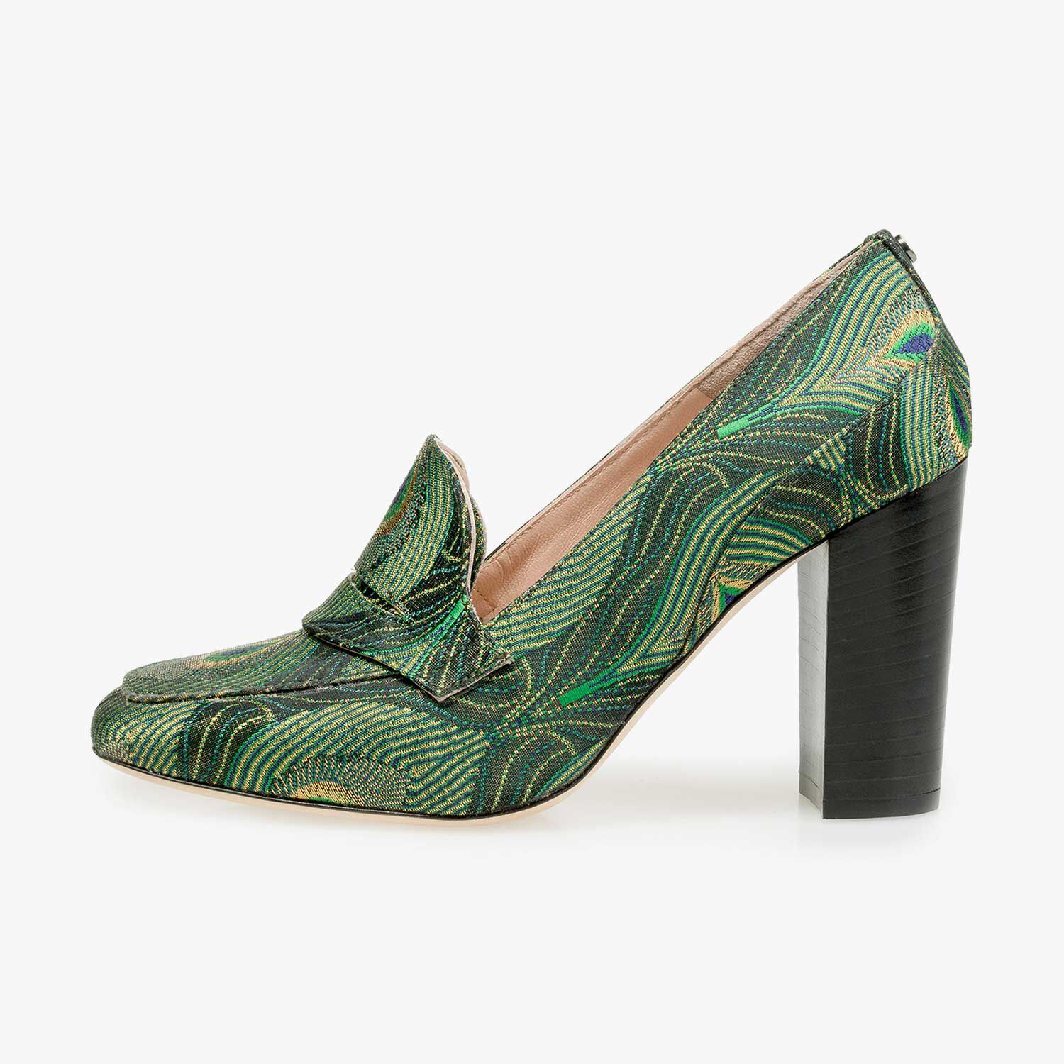 Pump met pauwenprint groen 85505 05 Floris van Bommel
