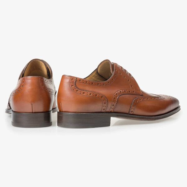 Cognac-coloured calf leather brogue